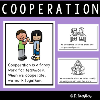 Preview of Cooperation Social Story - Teamwork Social Emotional Learning Book