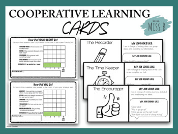 Preview of Cooperative Learning Cards and Reflection Sheets for Group Work