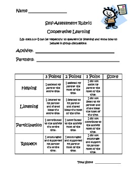 Cooperative Learning Self Assessment Rubric By Jamie Seymour TPT