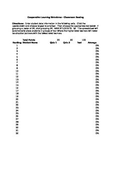 Preview of Cooperative Learning Structures - Classroom Seating