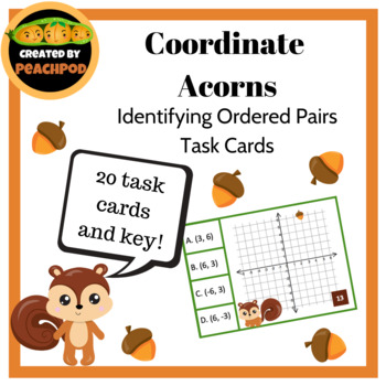 Preview of Coordinate Acorns: Identifying Ordered Pairs Task Cards