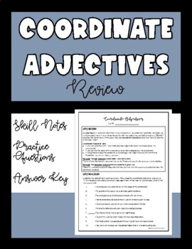 Preview of Coordinate Adjective One-Pager FREEBIE
