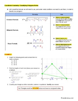 Preview of Coordinate Geometry: Classifying Polygons Notes and Practice