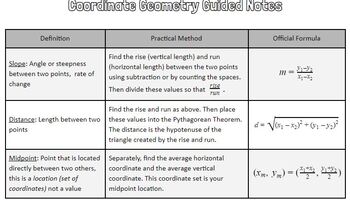 Preview of Coordinate Geometry Guided Notes - Docs