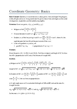 Preview of Coordinate Geometry: the Bsics