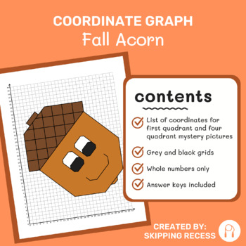 Preview of Coordinate Graph Mystery Picture: Fall Acorn