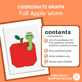 Preview of Coordinate Graph Mystery Picture: Fall Apple Worm