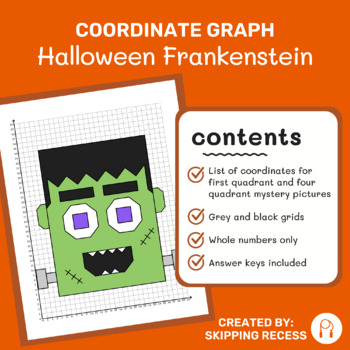 Preview of Coordinate Graph Mystery Picture: Halloween Frankenstein