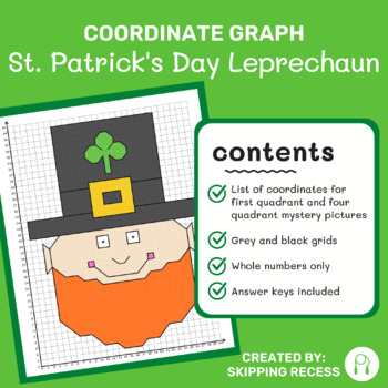 Preview of Coordinate Graph Mystery Picture: St. Patrick's. Day Leprechaun