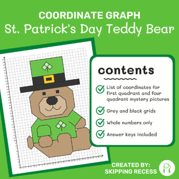 Preview of Coordinate Graph Mystery Picture: St. Patrick's. Day Teddy Bear