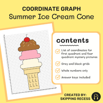 Preview of Coordinate Graph Mystery Picture: Summer Ice Cream Cone