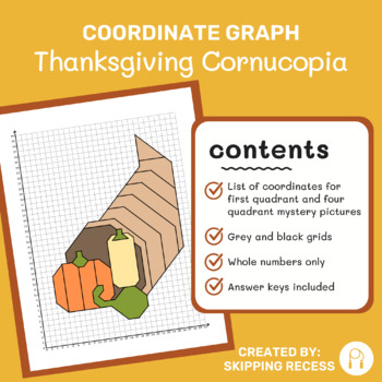Preview of Coordinate Graph Mystery Picture: Thanksgiving Cornucopia