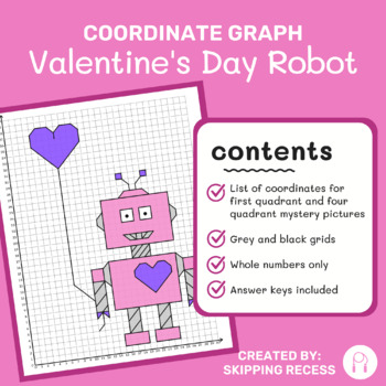 Preview of Coordinate Graph Mystery Picture: Valentine's Day Robot