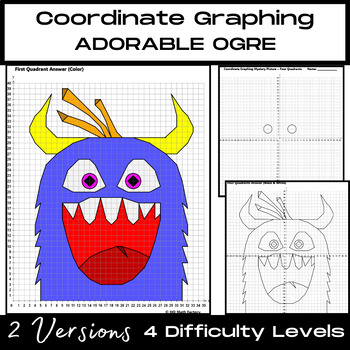 Preview of Coordinate Graphing ADORABLE OGRE - Monster - Plot Ordered Pairs - 2 Versions