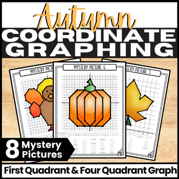 Preview of Coordinate Graphing Fall Mystery Picture, Quadrant 1 and 4 Quadrant graph