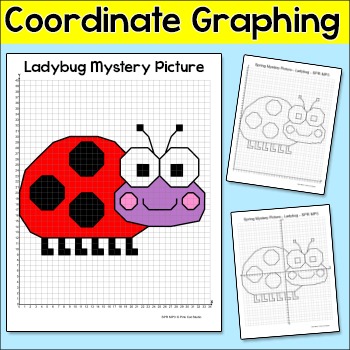 Preview of Ladybug Insect Coordinate Graphing Mystery Picture Spring Math Activity