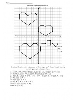 Preview of Coordinate Graphing Mystery Picture: Hearts; Math, ordered pairs, graphs