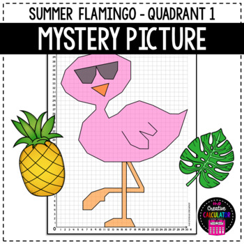 Preview of Coordinate Graphing Mystery Picture - Quadrant 1 - Summer Flamingo