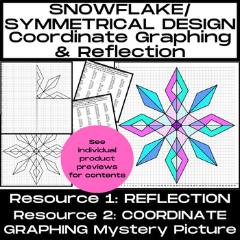 Preview of BUNDLE: COORDINATE GRAPHING & REFLECTION Mystery Pictures-Bulletin Board Geo Art
