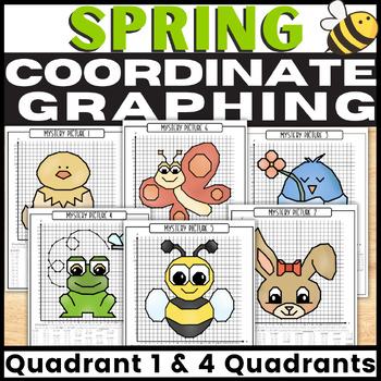 Preview of Coordinate Graphing Spring Mystery Pictures  Seasonal Fun Worksheets