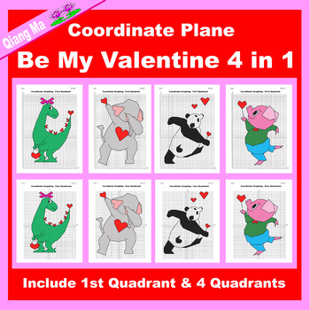 Preview of Valentine Coordinate Plane Graphing Picture: Be My Valentine Bundle 4 in 1