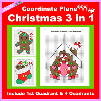 Preview of Christmas Coordinate Plane Graphing Picture: Christmas Bundle 3 in 1