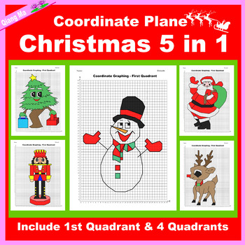 Preview of Christmas Coordinate Plane Graphing Picture: Christmas Bundle 5 in 1