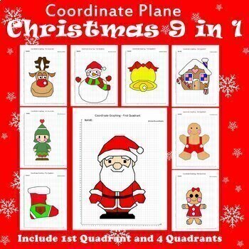 Preview of Christmas Coordinate Plane Graphing Picture: Christmas Bundle 9 in 1