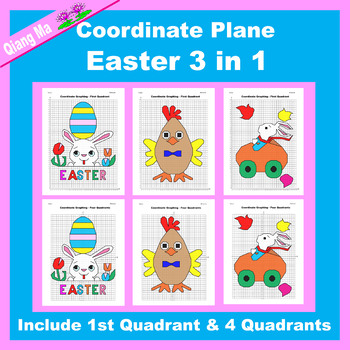 Preview of Easter Coordinate Plane Graphing Picture: Easter Bundle 3 in 1