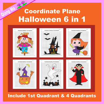 Preview of Halloween Coordinate Plane Graphing Picture: Halloween Bundle 6 in 1