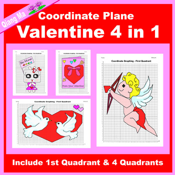Preview of Valentine Coordinate Plane Graphing Picture: Valentine Bundle 4 in 1