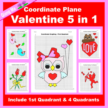 Preview of Valentine Coordinate Plane Graphing Picture: Valentine Bundle 5 in 1