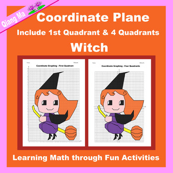 Preview of Halloween Coordinate Plane Graphing Picture: Witch
