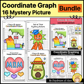 Preview of Coordinate Graphing Pictures Bundle : Cinco de Mayo&Mother's Day & End of Year