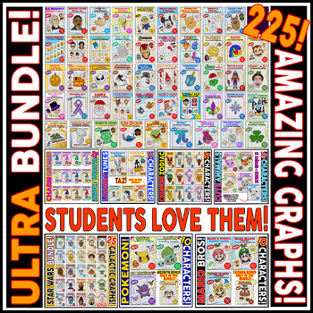 Preview of Coordinate Graph Mystery Pictures ULTRA Bundle 225! Fun Ordered Pairs Graphing!
