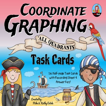 Preview of Coordinate Graphing Task Cards {All Quadrants}