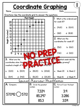 Coordinate Graphing Worksheets Ordered Pairs 5th Grade by Shelly Rees