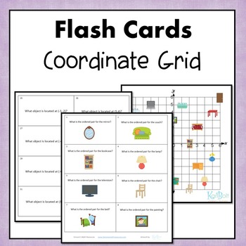 Preview of Coordinate Grid 4 Quadrant Flash Cards or Task Cards