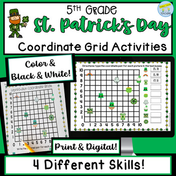 Preview of Coordinate Grid Activities St. Patrick's Day Themed 5th Grade
