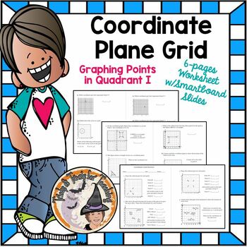 Preview of Coordinate Grid Plane Worksheet Answer KEY and Smartboard Slides Lesson