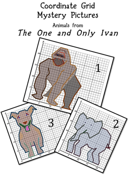 Preview of Coordinate Grid Mystery Pictures Common Core Math Animals One and Only Ivan