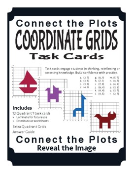 Preview of Coordinate Grid - Quadrant 1 - Connect the Plots Task Card Activities