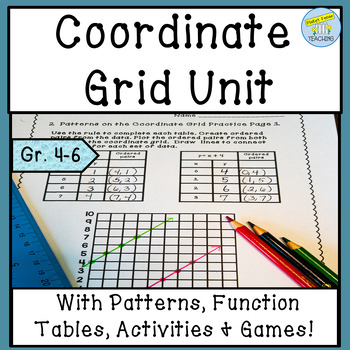 Preview of Coordinate Grid Unit Notebook Pages, Practice Worksheets, Activities, Assessment