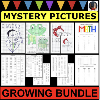 Preview of Coordinate Grids Planes Math Activity Mystery Pictures BUNDLE
