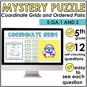 Preview of Coordinate Grids and Ordered Pairs Digital Mystery Puzzle Pixel Art | 5.G.1