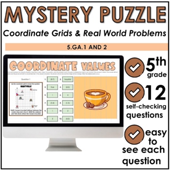 Preview of Coordinate Grids and Real World Problems Digital Mystery Puzzle Pixel | 5.G.2