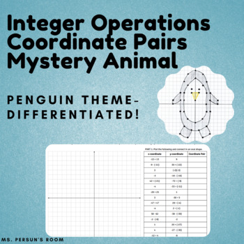 Preview of Coordinate Pair Mystery Animal Drawing - Integer Operations - DIFFERENTIATED!
