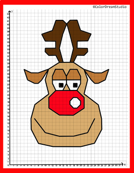 Christmas Coordinate Graphing Picture：Reindeer by ColorDreamStudio