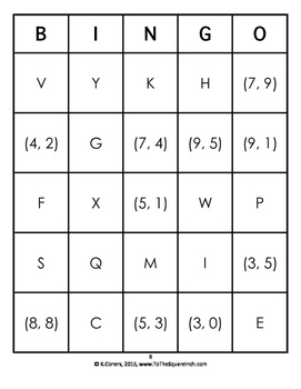 Coordinate Plane Bingo by To the Square Inch- Kate Bing Coners | TpT