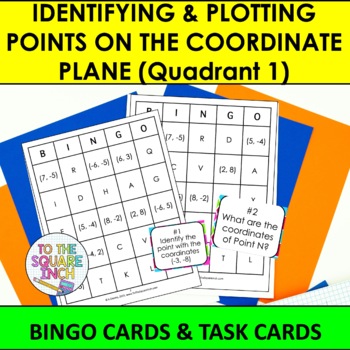 Preview of Coordinate Plane Bingo Game | Quadrant 1 | Task Cards | Whole Class Activity